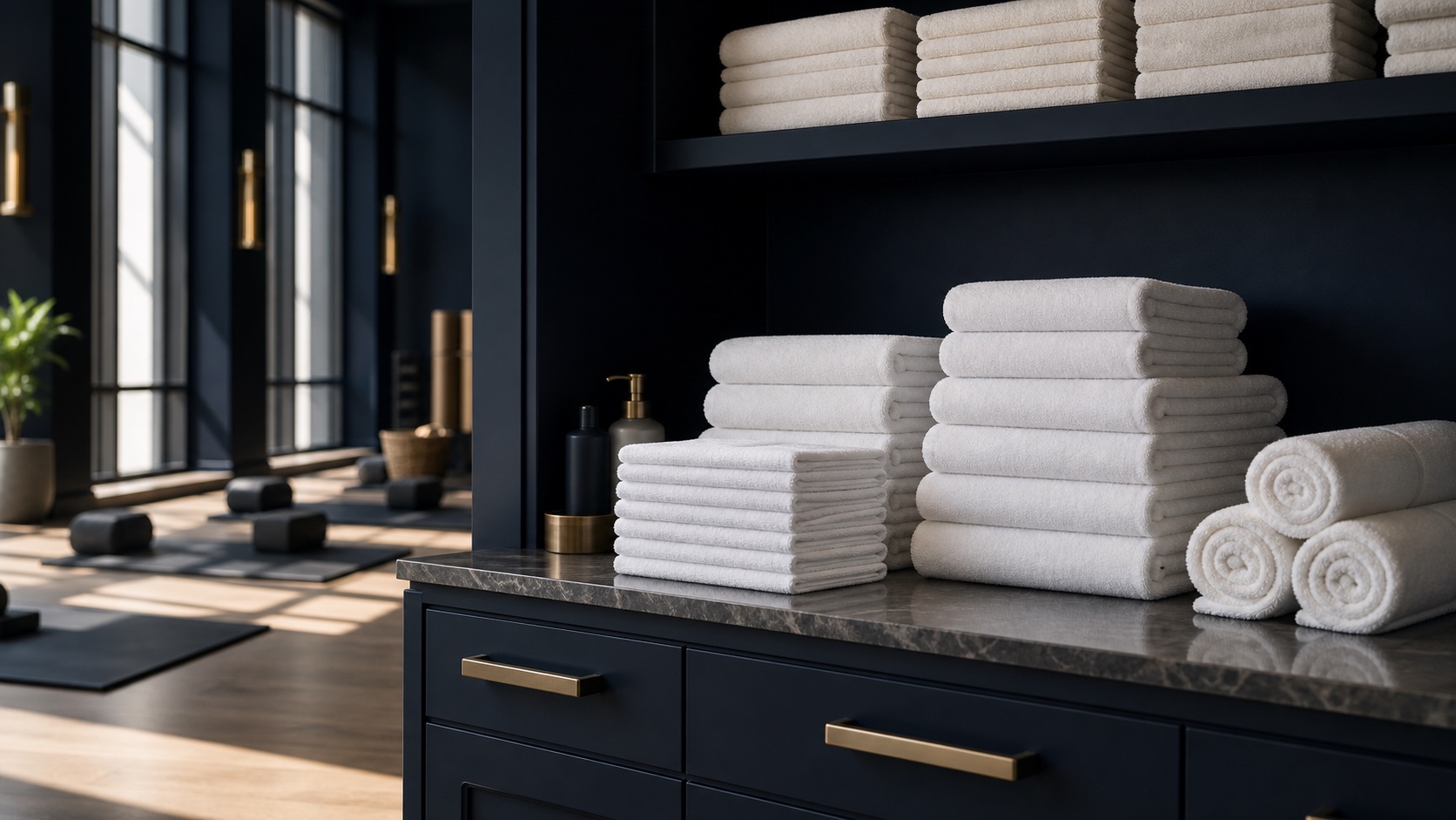 Clean fitness towels ready for members